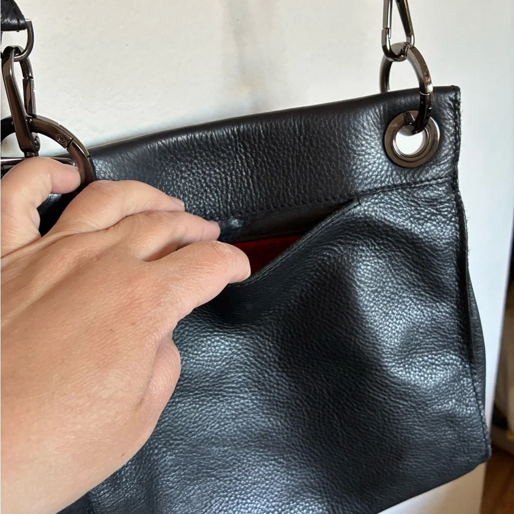 Hammitt Tony Medium Crossbody Studded Leather Bag in Black/Gunmetal - Picture 7 of 10